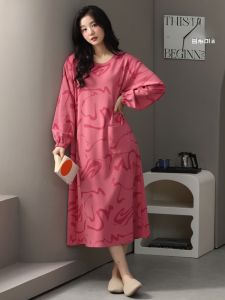 Miiow | Womens Long Sleeve Sleepwear With Chest Pad Breathable Loose Cotton Home Clothes Nightgown Spring Autumn Casual Home Scene