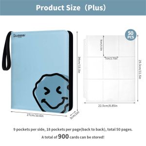 Blueberry Binder Zipper Album Leather PU 400/900 Pocket Organizer Binder For Lomo Card Photocard Pokemon BERYFAM