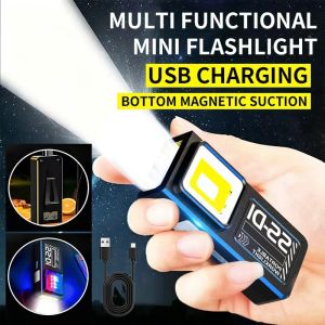 Mini LED Flashlight USB Rechargeable EDC Flashlight With COB Mini Torch Light Pocket Lantern Waterproof Work Light With Magnet