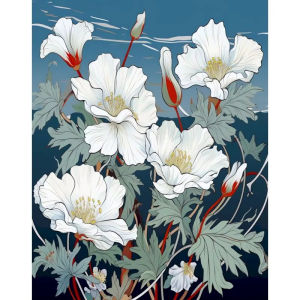 Oil Painting By Numbers for Adults Drawing By Numbers White Flower Handmade Unique Gift Wall Art Paint Kit