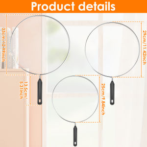 3pcs Splatter Guard Stainless Steel Grease Splatter Screen Oil Cap Pan Mesh for Kitchen Cooking Frying Guard Screen Splash Cover