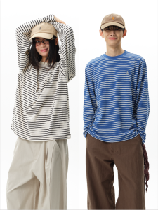 Roaringwild | Embroidered Stripe Basic Long Sleeve T-shirt for Men