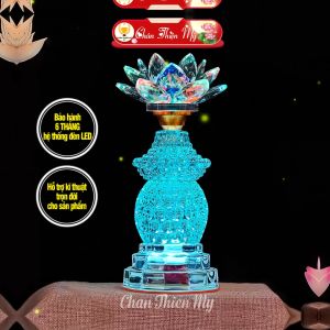 Đèn Hoa Sen Pha Lê CHÂN THIỆN MỸ Đèn Phong Thủy Cao Cấp Trang Trí Bàn Thờ HSPL-27