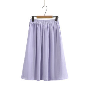 2023 Summer Korean New Plus Size Womens Skirt Chubby Girl Elastic Waistband Slimming Crumpled A- line Big Hem Dress Skirt