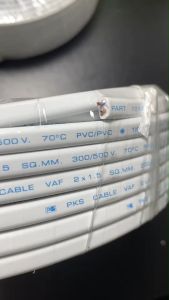 สายไฟคู่ VAF 2x1.5 PKS ยาว 30เมตร มีมอก. แท้100% สายแข็ง สายตีกิ๊บ สายทองแดง