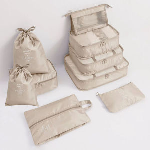 9pcs Set Travel Packing Cubes Portable Mesh Luggage Storage Bag Underwear Clothes Organizer Bag With Shoes Bag