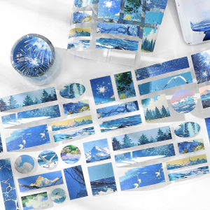 Non-Cutting Ins Wind Korean Shimmering Oil Painting Style Scenery Tape