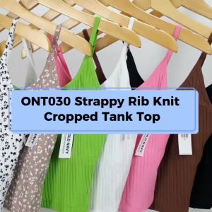 Tanktop Cami Wanita Branded ONT030 Strappy Rib Knit Cropped Tank Top
