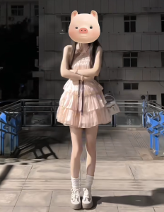 CHANGTONG | Waist-cinching One-shoulder Polka Dot Mini Dress