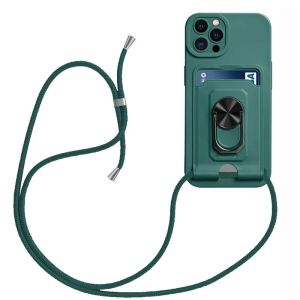 For iphone 15 14 Pro Max 14 15 Plus 13 11 12 Pro Max Case Lens Camera Protection Lanyard Necklace Wallet Card Slots Ring Holder Kickstand Crossbody Strap Cord Phone Cover