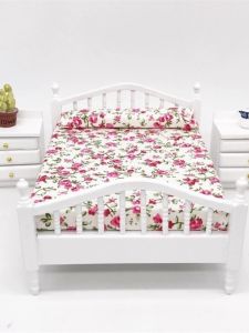 Đồ Chơi Nhà Trẻ Em 1:12 Phòng Ngủ Đồ Dùng Giường Mini Đồ Chơi Giả Vờ Phụ Kiện Đồ Chơi Gỗ Đồ Chơi Nhà Trẻ Em Đồ Dùng Phòng Ngủ