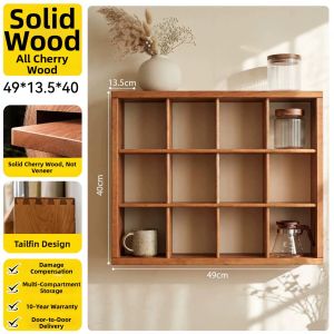 YANPU | Cherry Wood Multiple Compartments Cup Storage Rack