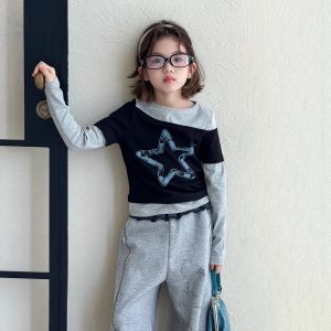 SQTN.KIDS | Long-sleeve Fashion Stylish Fake Layered Tops for Girls Autumn