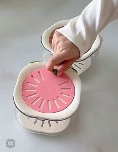 Vegetable Washing Bowl Foldable Handle Kitchen Drain Basket with Lid Drain Wash Basket Cleaning Colander