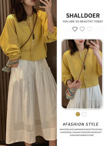 Shalldoer | Áo khoác ngắn mùa hè màu trơn cổ tròn chống nắng thời trang đa năng giảm tuổi tác cho nữ Áo khoác ngoài thường ngày