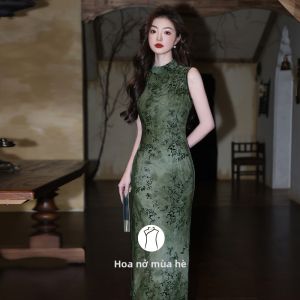 Áo Dài Trung Quốc Phong Cách Retro Không Tay