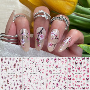 4 Miếng Dán Móng Tay Hình Bướm Hoa 3D Mùa Xuân Dễ Dán Trang Trí Tự Làm Đám Cưới Tiệc Tùng Phong Cách Y2K Chất Liệu PET