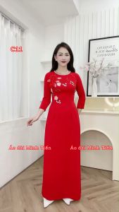 Áo Dài Lụa Việt Nam Cao Cấp Phong Cách Cổ Điển Đính Kết Thủ Công