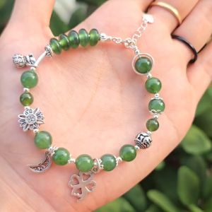 Lắc bạc Ngọc Bích mix Ngũ điếu Ngọc Bích Canada dây xâu lõi bạc freesize không kén mệnh - Phong Thủy TUDO