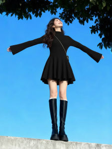 SUHUIQIAN | Slim Fit Knit Dress Autumn Winter Long Sleeve Inner Wear Waist Slimming A-Line Short Dress