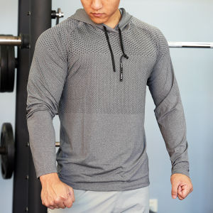 Mens Fitness Clothing Summer Bike Riding Hooded Sun Protection Long Sleeve T Casual Sports Quick Dry Training Basketball Running