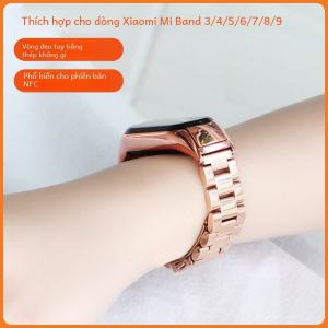 Đồng Hồ Đeo Tay Thép Không Gỉ Metal Three Plant Dành Cho Xiaomi Band 10/9/8/7 3/4/5/6 NFC Phiên Bản Thông Minh Dành Cho Nam Và Nữ