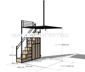 Loft bed customize/ceiling loft bed customize onsite+3D desin picture set
