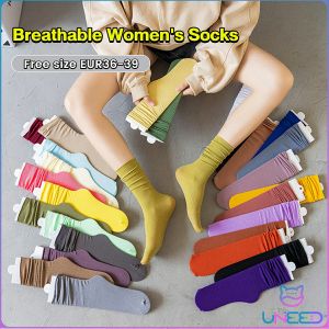 Fashion Women's Footwear: Pure Color & Breathable Calf Socks