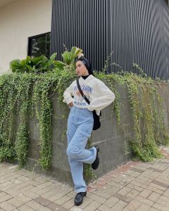 Celana Jeans Kulot Loose Highwaist Wanita Terbaru