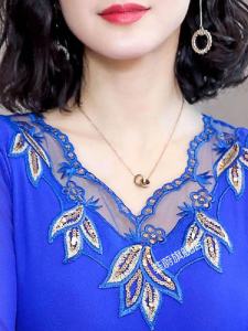 เสื้อเชิ้ตคอวีแขนยาวผ้าลูกไม้โปร่งบางสำหรับผู้หญิง เสื้อเชิ้ตแขนยาวทรงหลวมสไตล์ฤดูใบไม้ร่วง แฟชั่นฤดูใบไม้ร่วง 2023