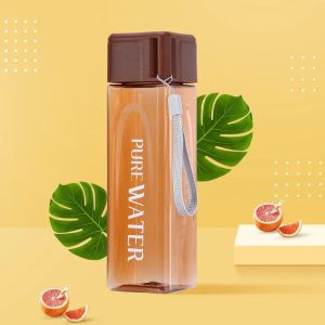 Simple Square Water Bottle Portable Plastic Sport Water Bottles Candy Color Leak Proof Gym Household School Outdoor Drinkware