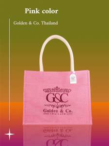 กระเป๋าผ้ากระสอบแคนวาส Golden & Co. รุ่น Tote bags สีชมพู