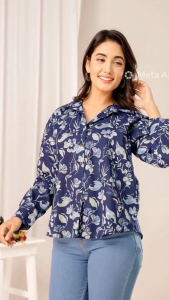 DEBAYU Womens Floral Prints Cotton Shirt (Lose Fit) [S to XXL] Nayo