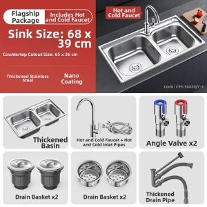 SHENYUAN | Stainless Steel Double Sink Thickened Kitchen 304
