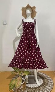 Daster/dress kerut dada Laura tali lepas muat BB 100kg dress/daster murah cantik elegan kekinian daster rayon solo Korean style hits