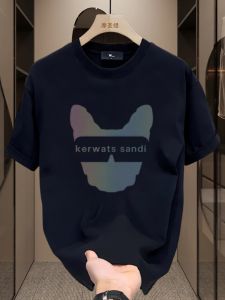 New 2024 Mens Cotton T-Shirt Short Sleeve round Neck Casual Fashion Big Size Breathable Summer Top Youth Popular Printed Tee