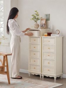 HENGDEMU | Elegant Cream-colored Wooden Storage Cabinet 30cm