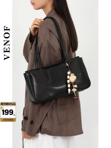 Venof Womens Single Shoulder Bag 2025 New Retro Tanned Top Layer Genuine Cowhide Large Capacity Commuter Bag Casual Style