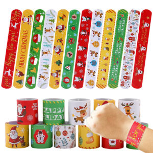 10/20/50pcs Christmas Slap Santa Snowman Christmas Party Favor Wristband Toy Children Gifts New year 2025 Kids Gifts Bag Fillers