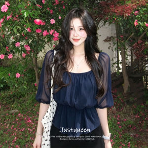 JUSTQUEEN | Áo Sơ Mi Dây Nịt eo Tay Bồng Sang Trọng