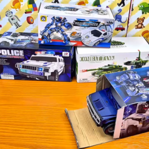 Mobil Patroli Polisi Tank 2in1 Bisa Transformasi Jadi Robot Military Bump And Go Lampu LED Dan Suara Musik Set Toys Hadiah Untuk Mainan Anak Laki-Laki Mobil Inersia Deformasi Hero Full Metal