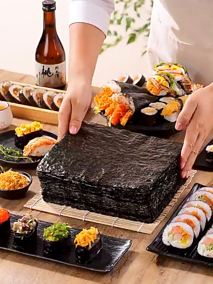 60pcs Nori Seaweed Sheet Less salt Seaweed Wrapper Big Seaweed Flakes For Masubi Sushi Snack More Healthy