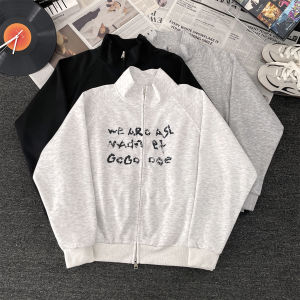 เสื้อสเวตเตอร์คาร์ดิแกนคอตั้งหลวมๆ สำหรับผู้ชาย ฤดูใบไม้ร่วง 2025 แฟชั่นลำลอง สไตล์อเมริกัน ปกโปโล ปกโปโล ปกโปโล