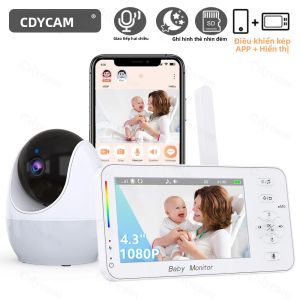 Camera Giám Sát Trẻ Em WiFi HD 1080P Với Ứng Dụng Điện Thoại Xem Từ Xa Màn Hình 4.3 Đèn Ngủ Chức Năng VOX Tầm Nhìn Ban Đêm Nhạc Ru Giám Sát Nhiệt Độ