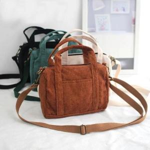 Womens Mini Crossbody Bag Corduroy Shoulder Bag Female Canvas Handbag Zipper Totes Ladies Casual Purse Cloth Pouch For Girl