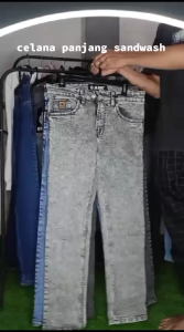 Celana Panjang Pria Jeans Slimfit Blue Sandwash