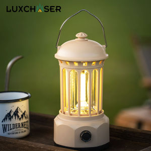 Luxchaser Camping Light Lantern Lamp RUSB Rechargeable / Battery Style Waterproof IPX4 Hanging Outdoor Light Vintage for Home & Garden LH331