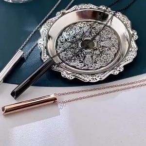 Stainless Steel Breathlace Necklace Stress Relief Breathing Necklace Whistle Pendant Necklace