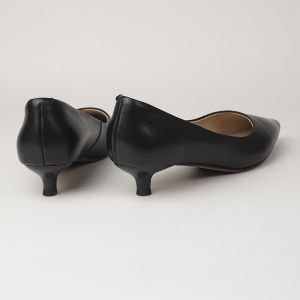 Leavesomething Memory รองเท้าทํางานหญิงรองเท้าส้นสูง 3 ซม. ของแท้ หนัง สัมภาษณ์การเดินทางในสํานักงาน ฤดูใบไม้ผลิ สีดำ หัวแหลม