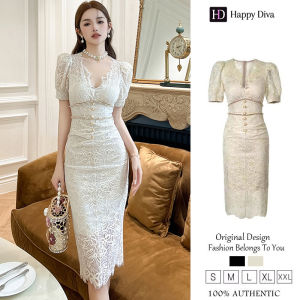 Happy Diva Dress for Woman Dress for Woman Casual Puff Sleeve Dresses Lace Dresses (Apricot/Black) 20459